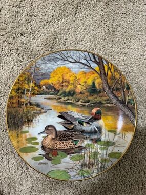 Knowles White Collector Plate Backstamp — "The Green-Winged Teal" Edition